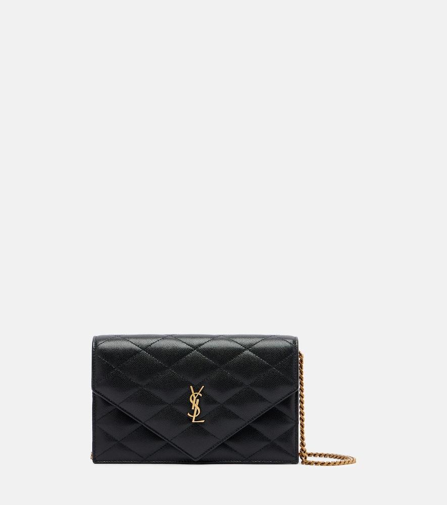 saint laurent paris leather wallet on chain