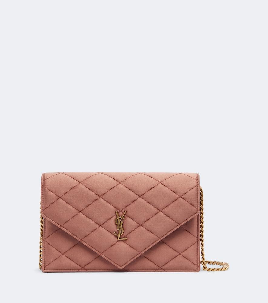saint laurent paris mini satin wallet on chain