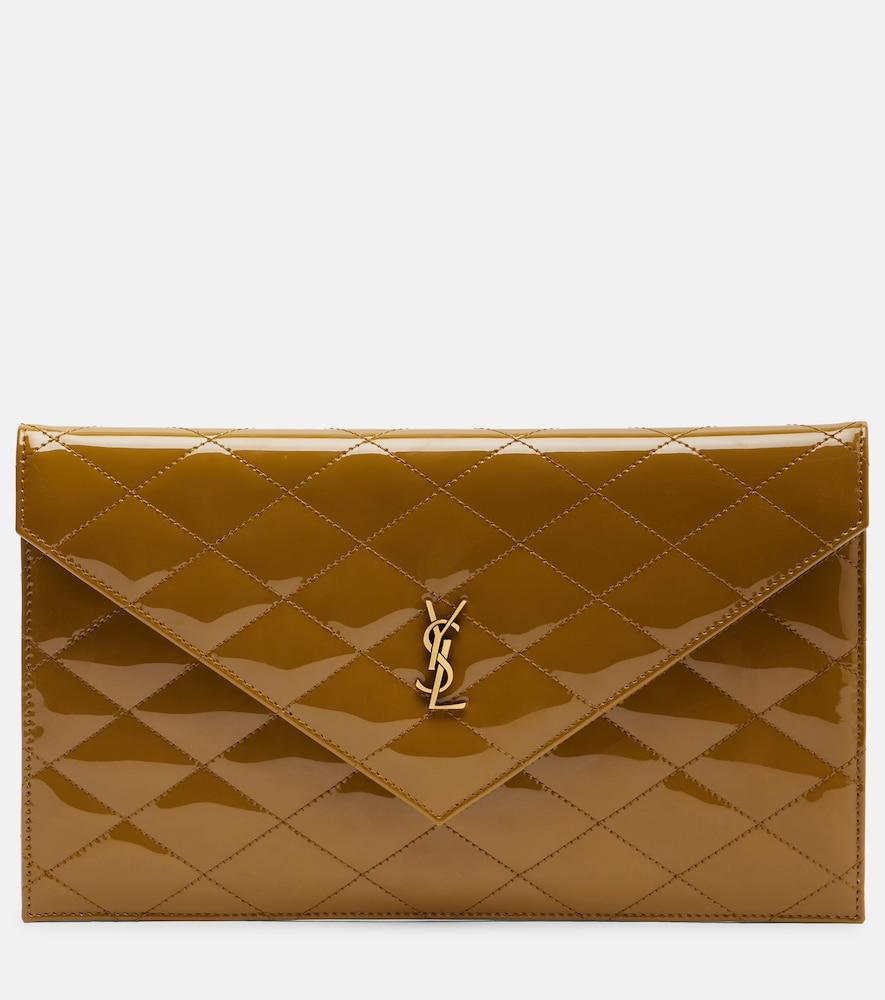 saint laurent paris quilted patent leather pouch