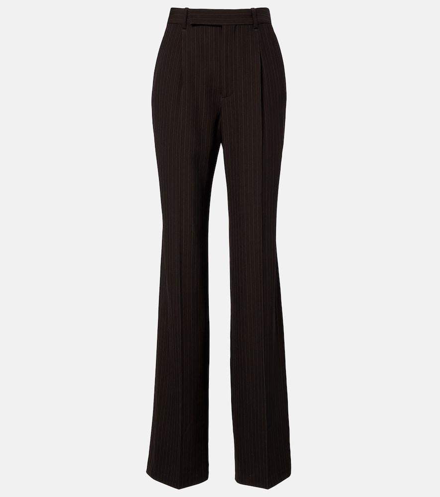 saint laurent pinstripe wool-blend wide-leg pants