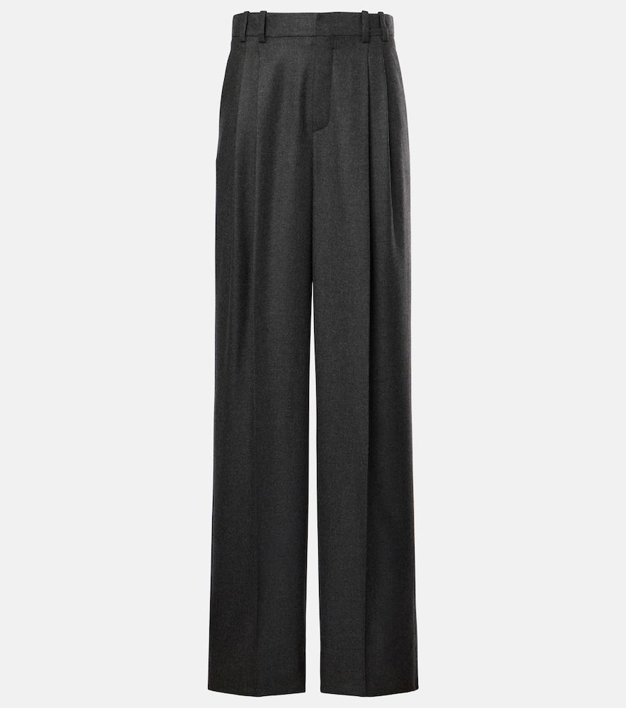 saint laurent pleated cashmere wide-leg pants