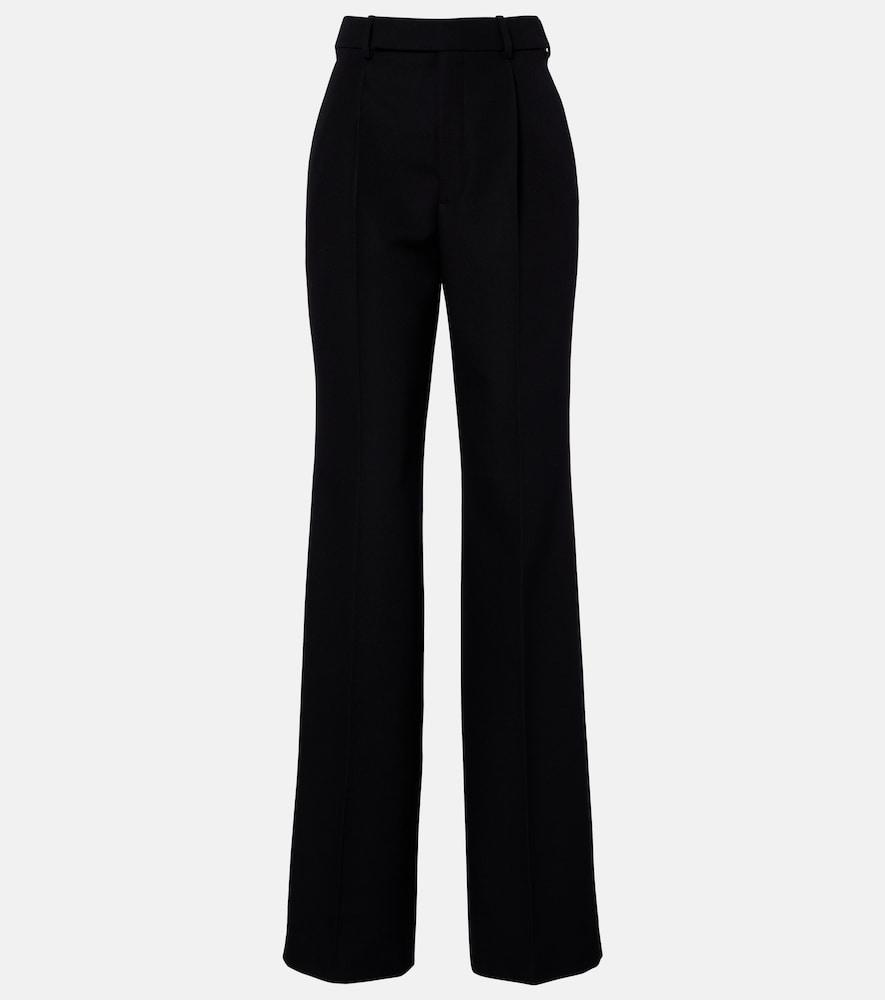 saint laurent pleated virgin wool straight pants