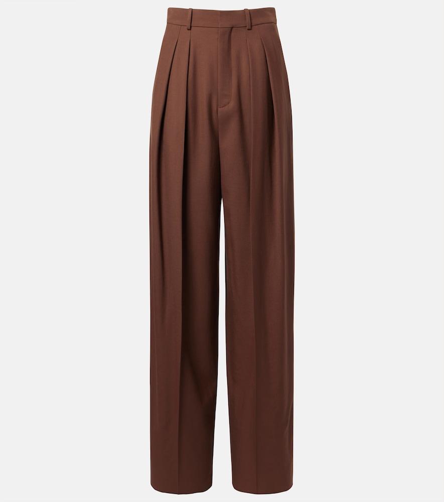 saint laurent pleated wool gabardine wide-leg pants