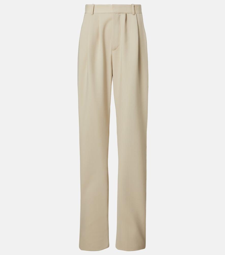 saint laurent pleated wool wide-leg pants