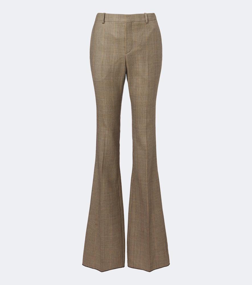 saint laurent prince of wales check wool flared pants