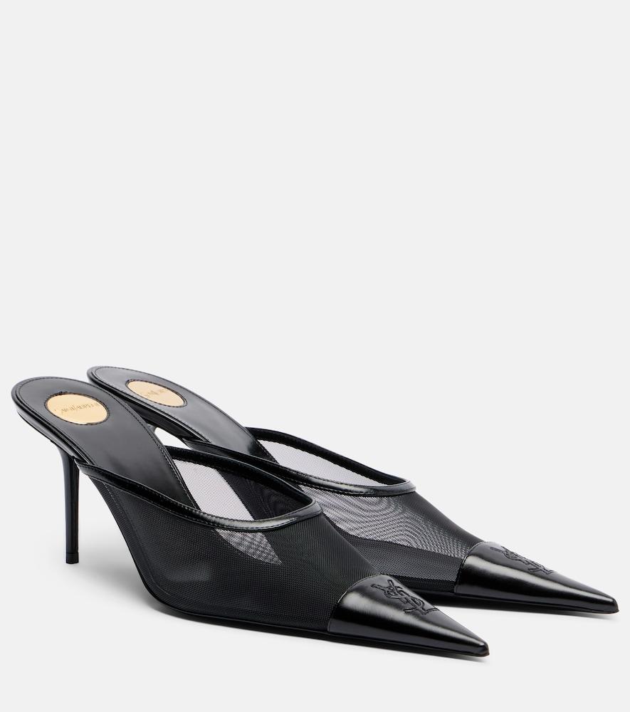 saint laurent renée mesh and leather mules