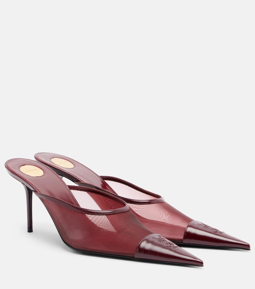 saint laurent renée mesh and leather mules