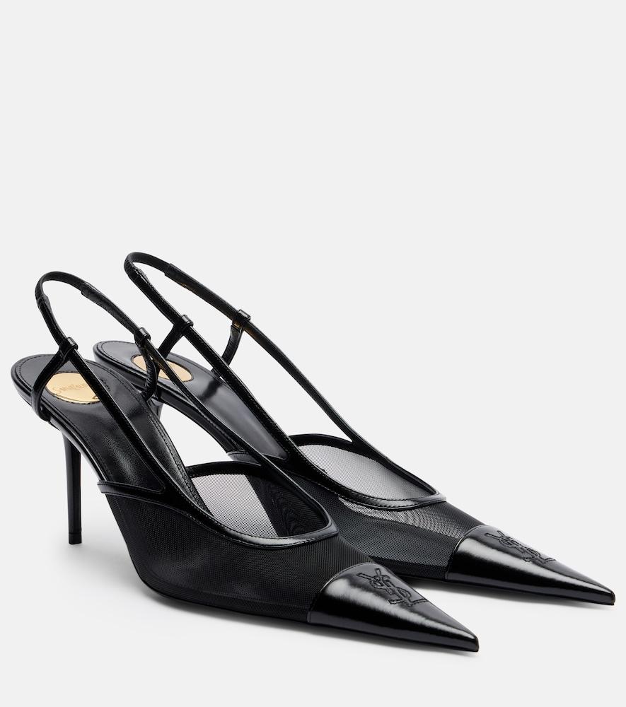 saint laurent renée mesh and leather slingback pumps
