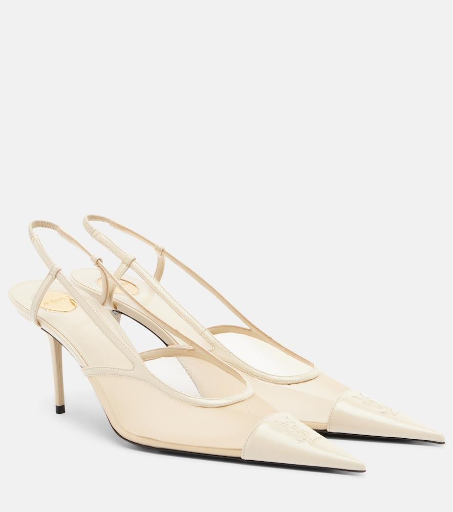 saint laurent renée mesh and leather slingback pumps