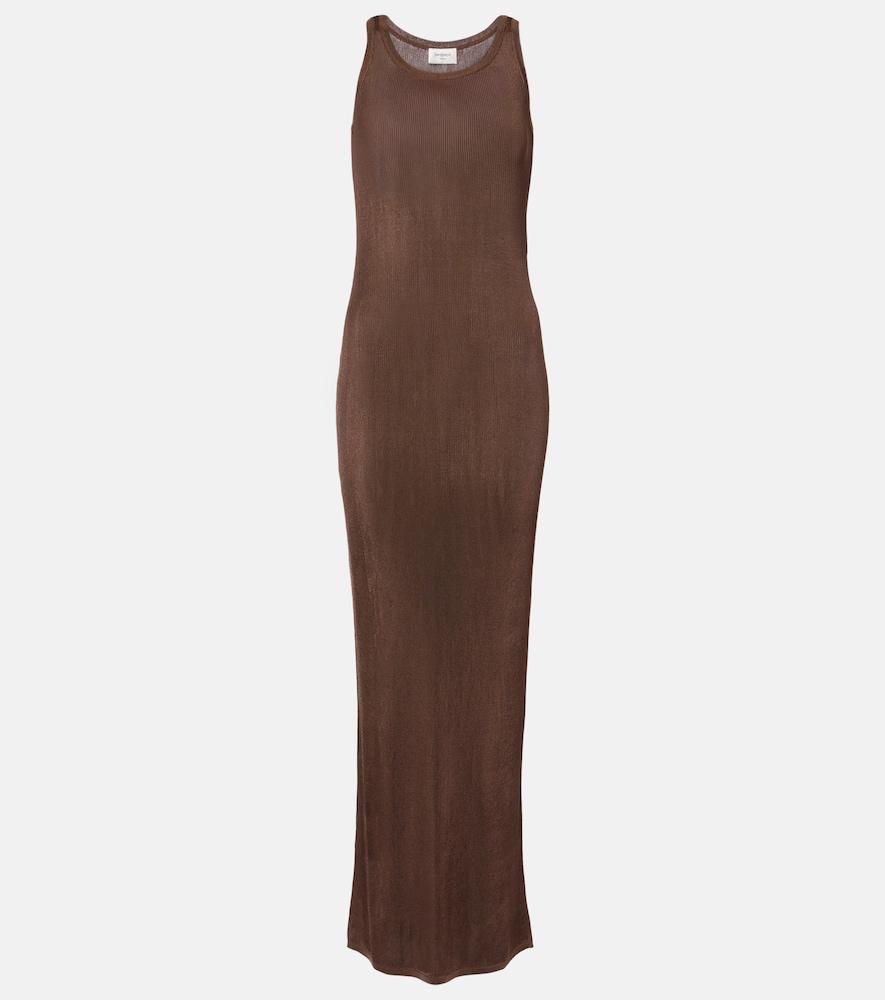 saint laurent ribbed-knit maxi dress