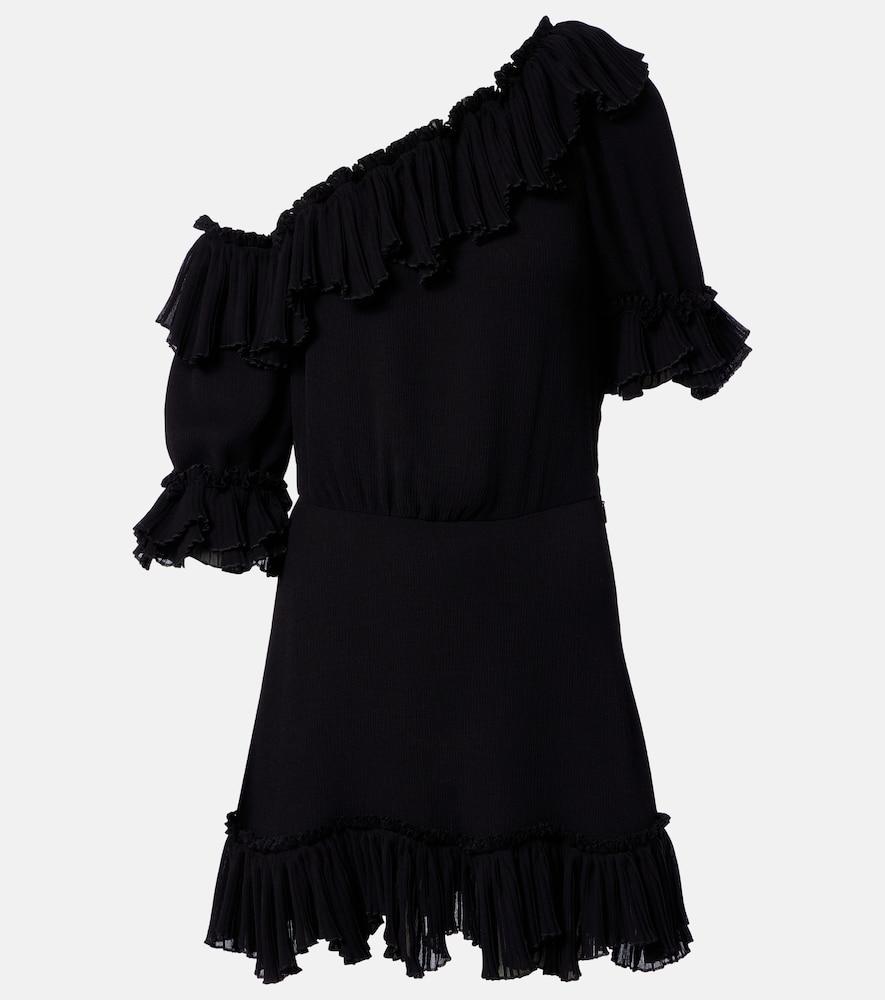 saint laurent ruffled silk crepon minidress