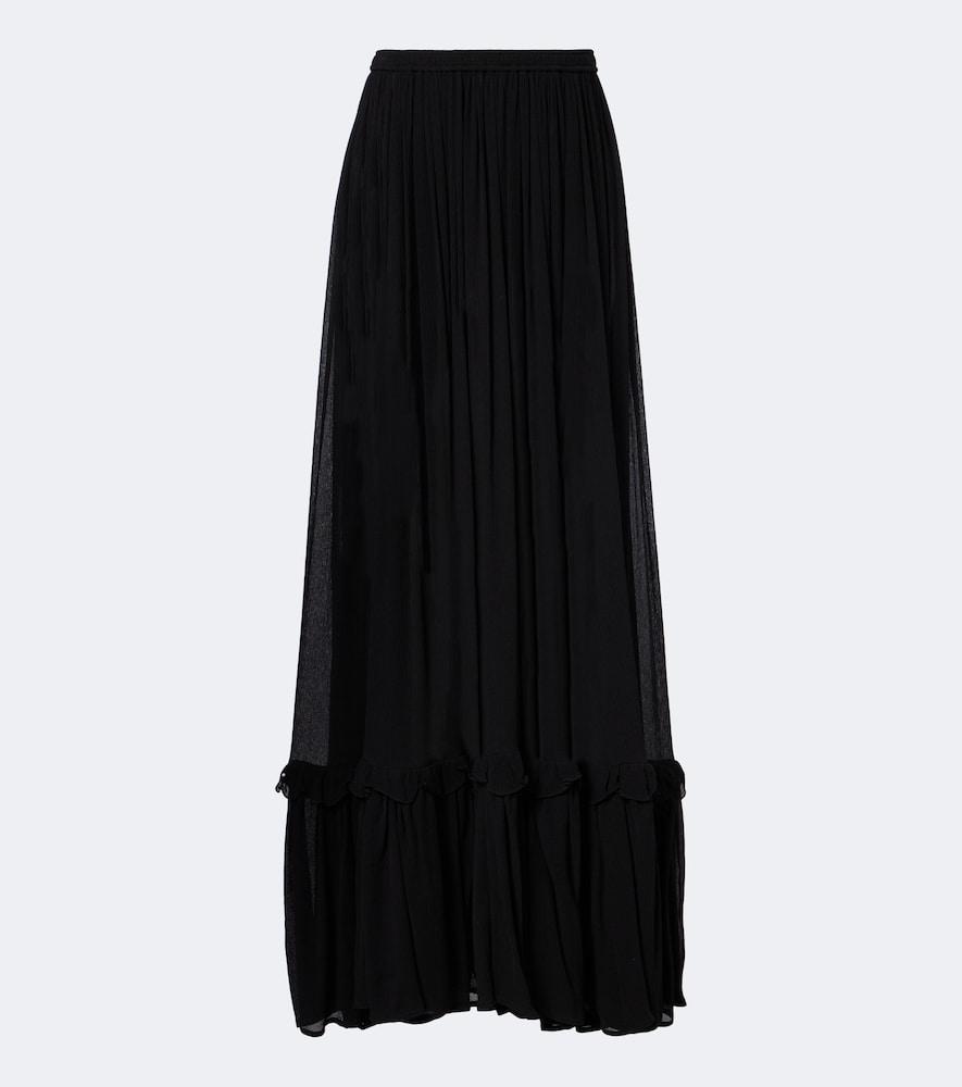 saint laurent ruffled silk maxi skirt