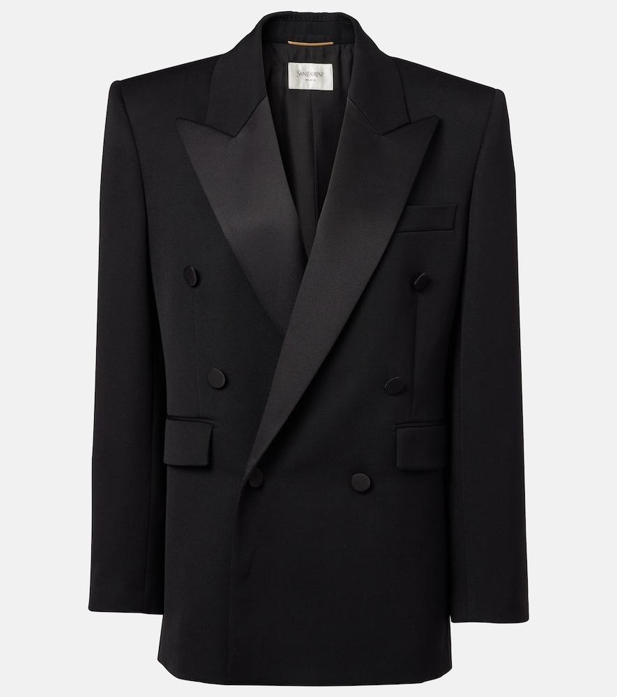 saint laurent satin-trimmed wool tuxedo jacket