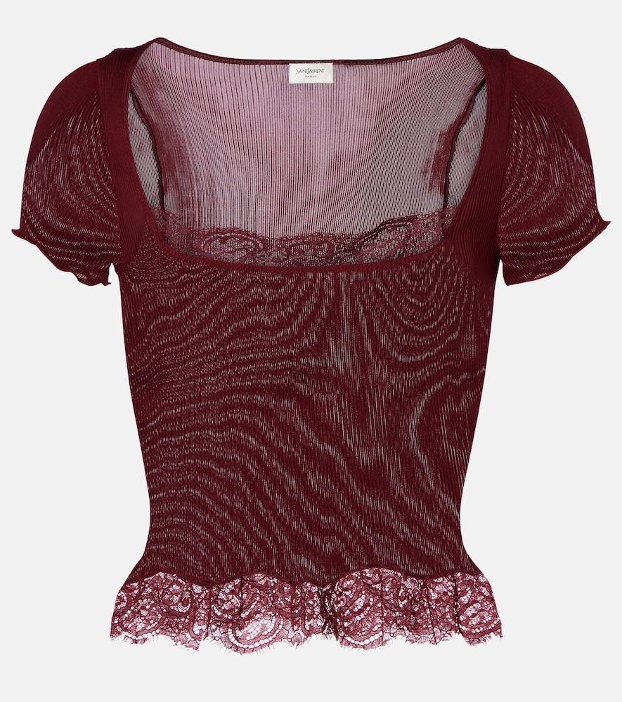 saint laurent scalloped silk satin top