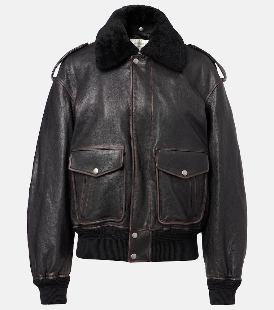 saint laurent shearling-trimmed leather jacket
