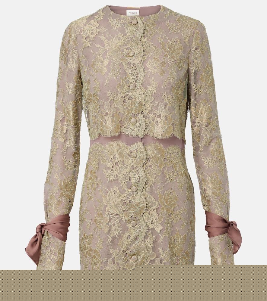 saint laurent silk-trimmed lace minidress