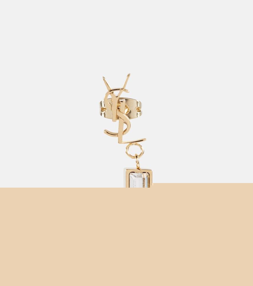 saint laurent single ysl rhinestone-embellished earring