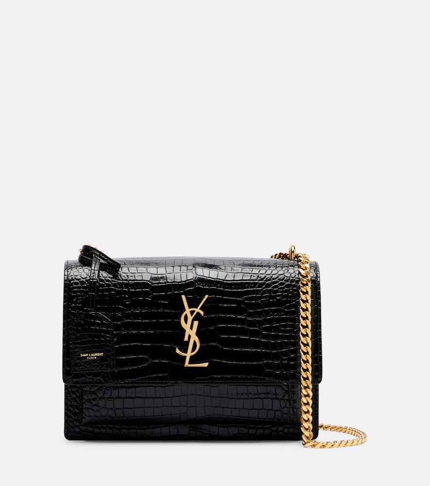 saint laurent sunset medium croc-effect leather shoulder bag