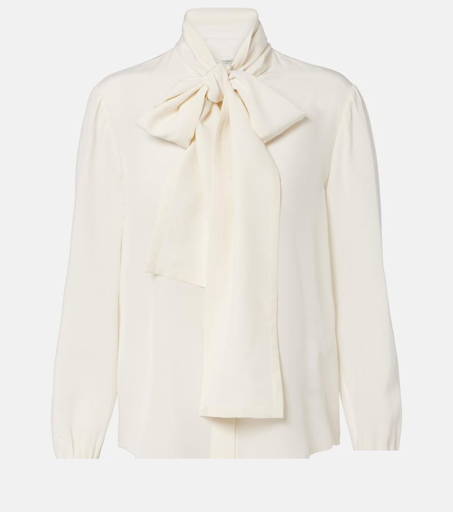 saint laurent tie-neck silk blouse