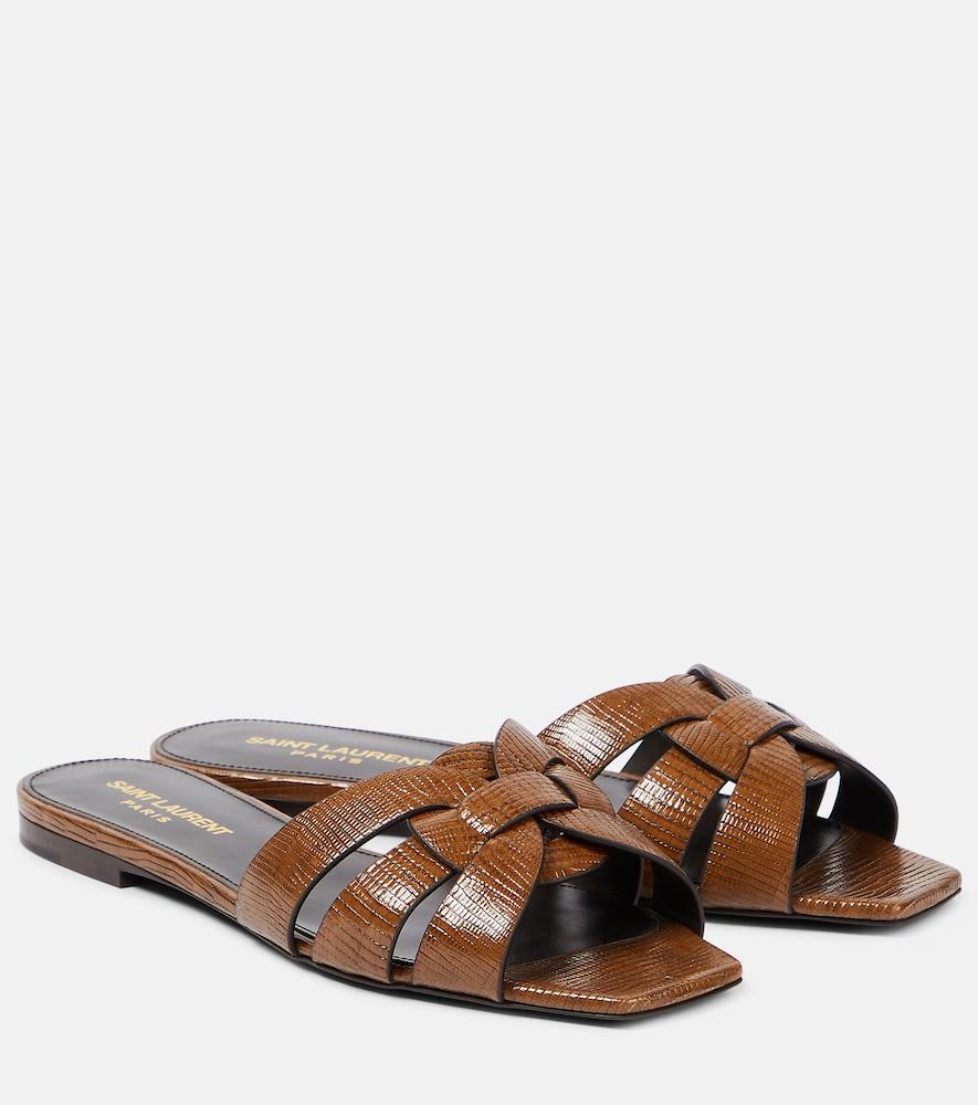 saint laurent tribute lizard-effect leather sandals