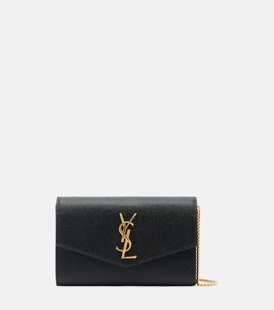 saint laurent uptown leather wallet on chain