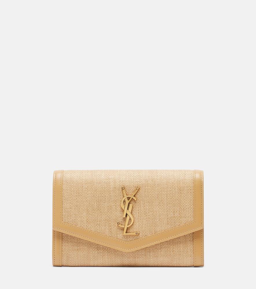 saint laurent uptown raffia wallet on chain