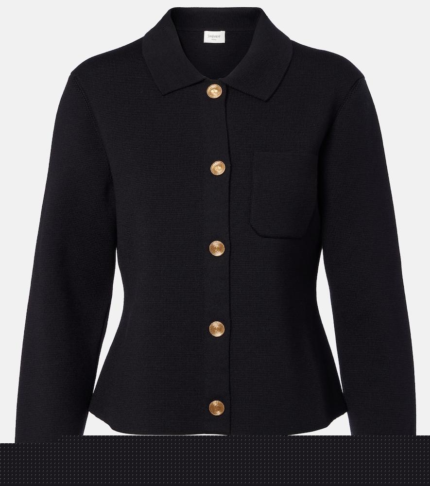 saint laurent waffle-knit wool cardigan