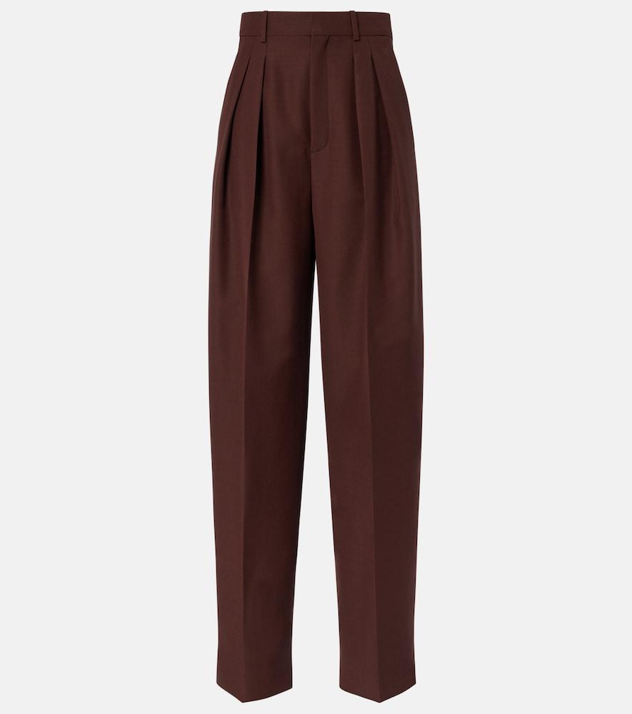 saint laurent wool and mohair wide-leg pants