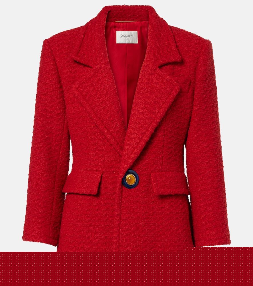 saint laurent wool and silk-blend tweed jacket