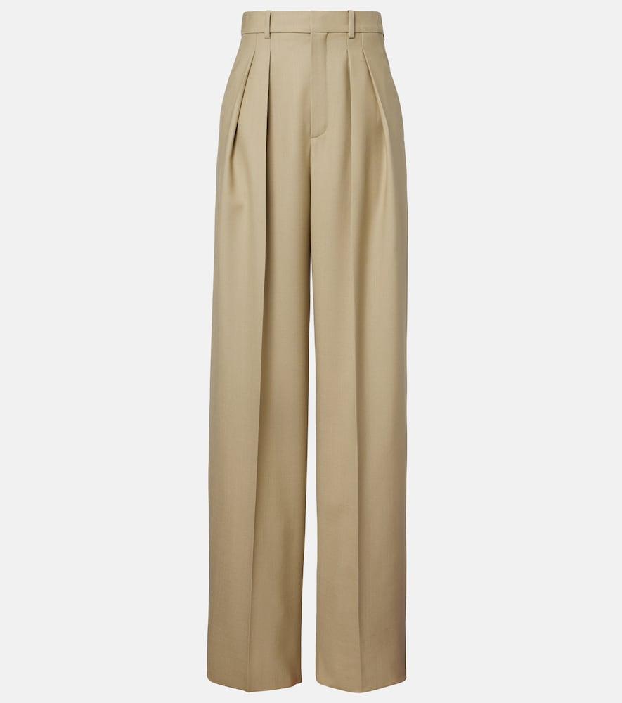 saint laurent wool and silk wide-leg pants