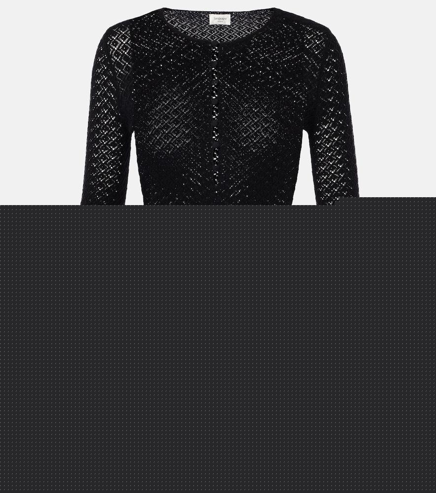 saint laurent wool-blend crochet minidress
