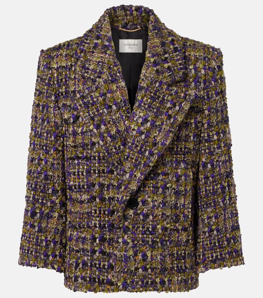 saint laurent wool-blend tweed jacket