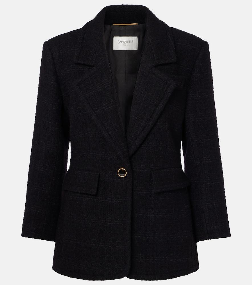 saint laurent wool-blend tweed jacket
