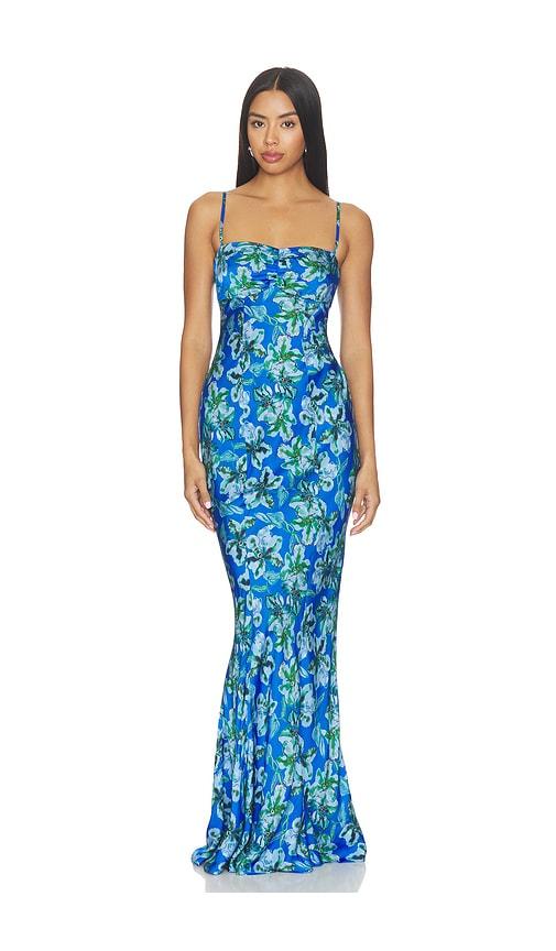 saloni renee long dress in blue. - size 10 (also in 2, 8, 12)