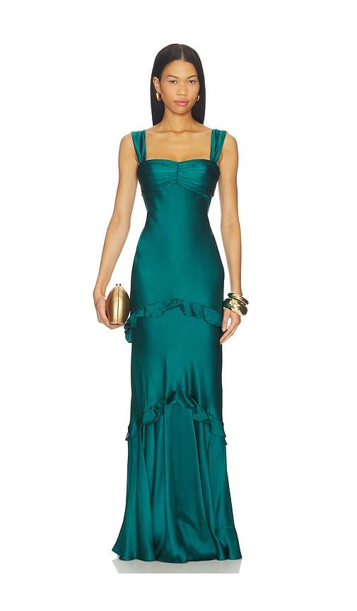 saloni selma long dress in teal. - size 10 (also in 8)