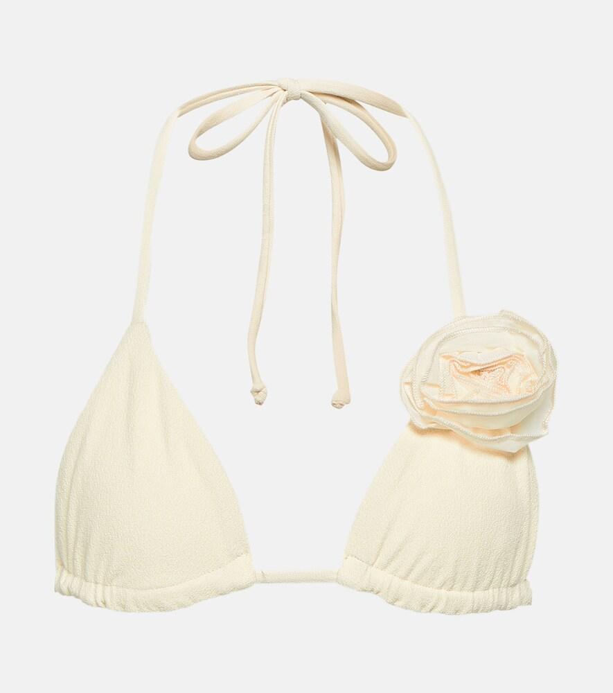 same appliqué triangle bikini top