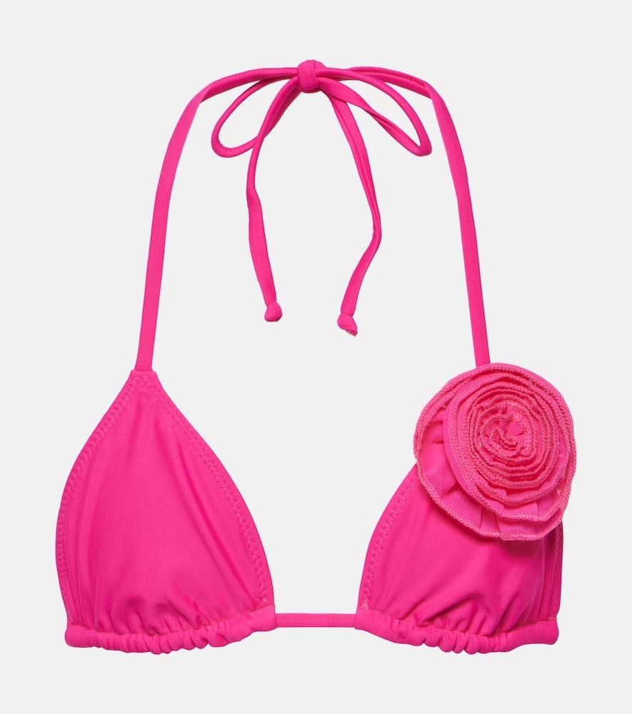 same floral-appliqué triangle bikini top