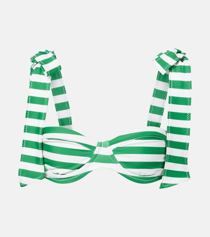 same lady striped bikini top