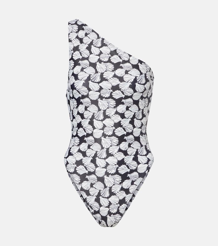 same printed one-shoulder swimsuit