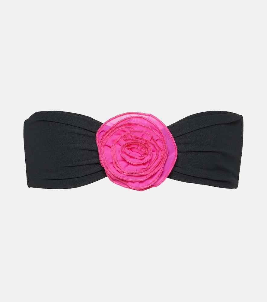 same rose applique bandeau bikini top