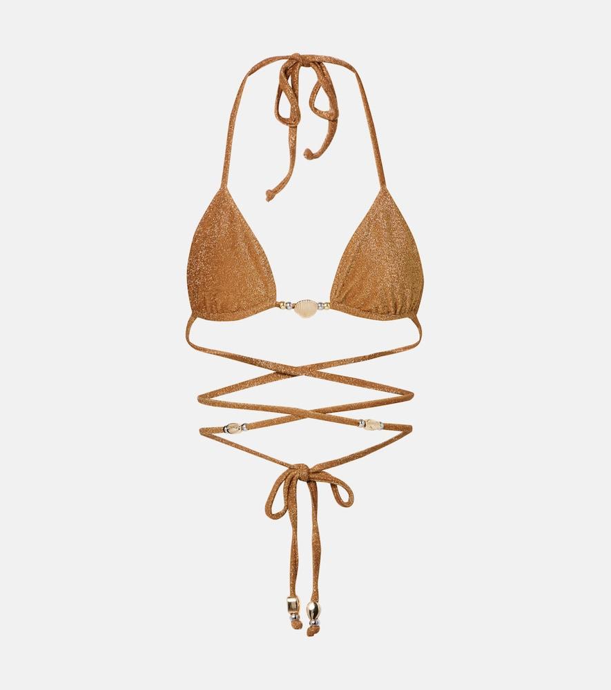 same shell embellished bikini top