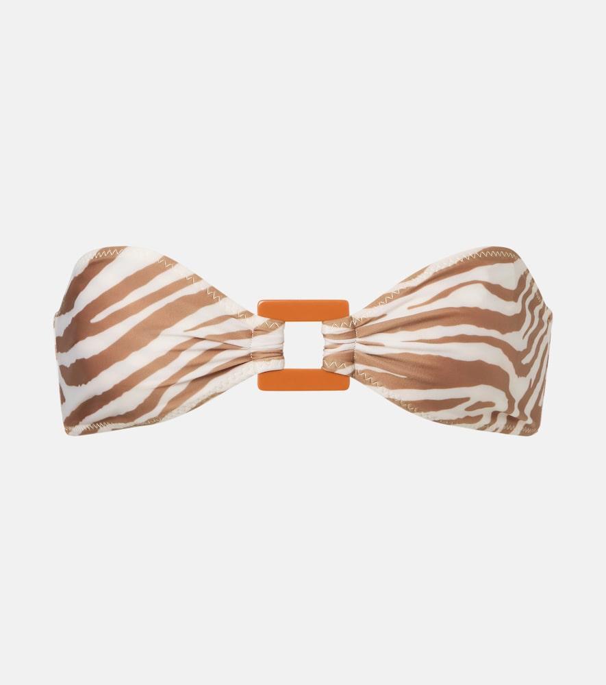 same zebra-print bandeau bikini top