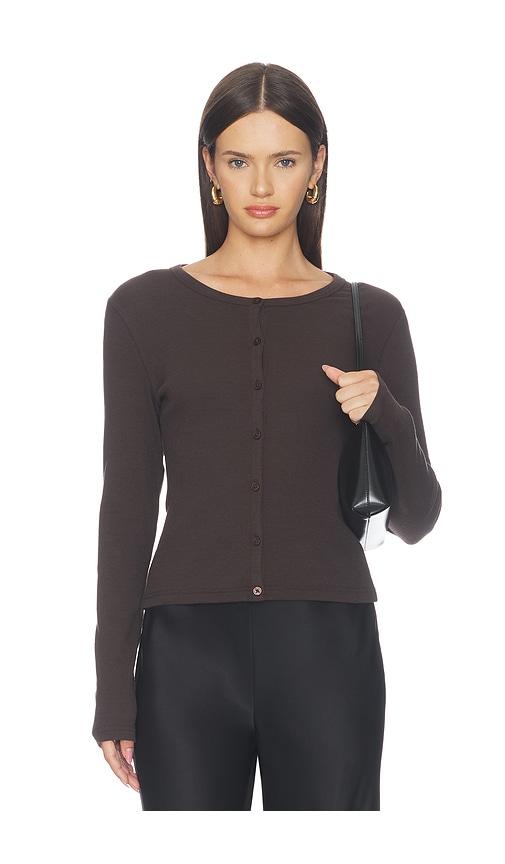 samsoe samsoe saalexo longsleeve cardigan in brown. - size l (also in s, xs, m)