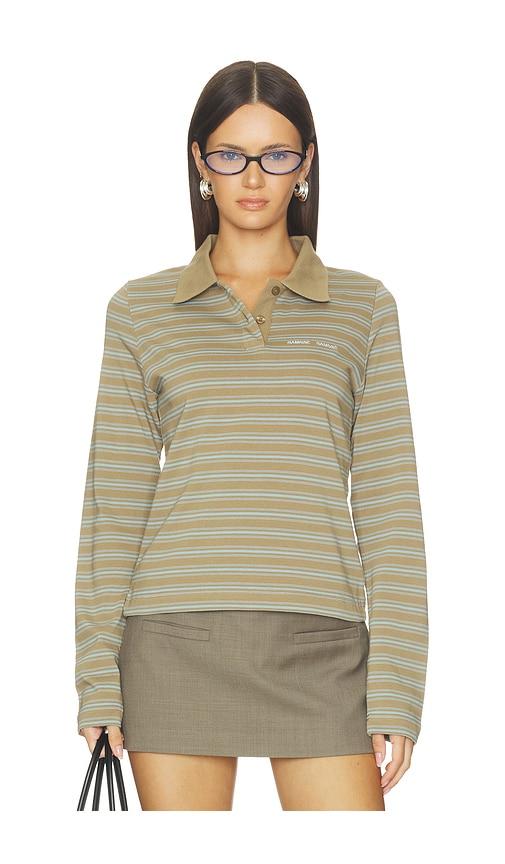 samsoe samsoe sadonell long sleeve polo in brown. - size l (also in xxs, xs, s, m)