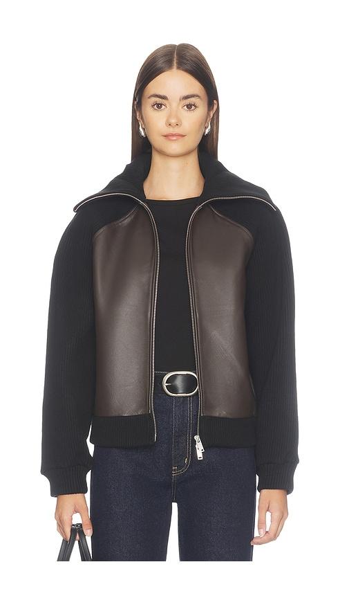 samsoe samsoe saolive leather jacket in brown. - size l (also in m, s, xs)