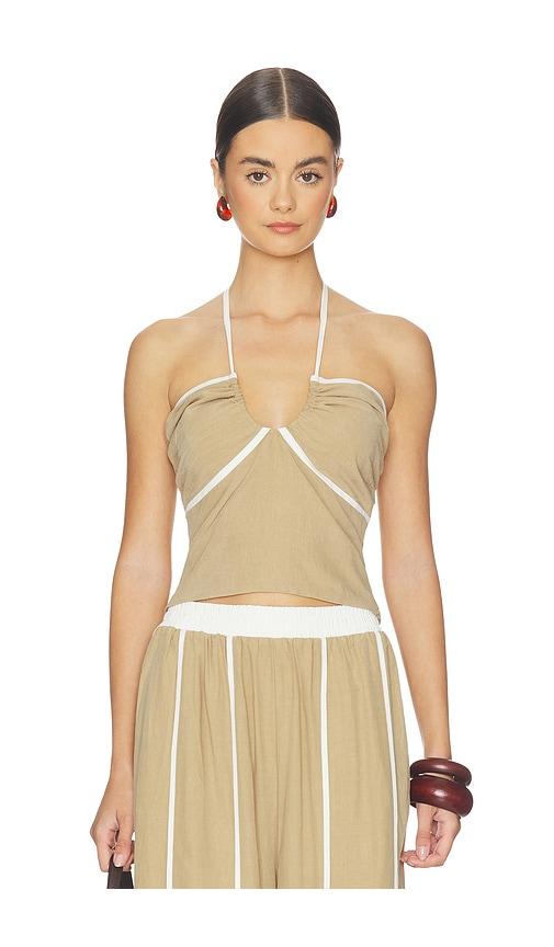 sancia the makena top in tan. - size l (also in xs, s)