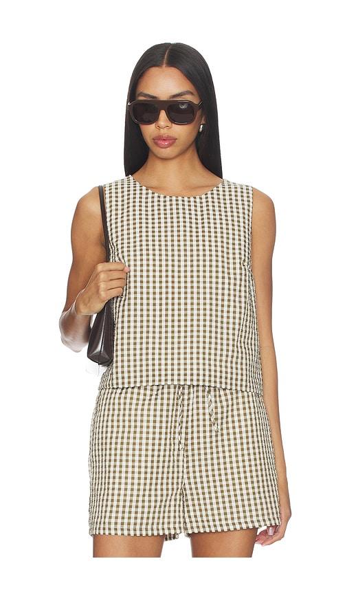 sanctuary better days gingham shell in olive. - size l (also in xl)