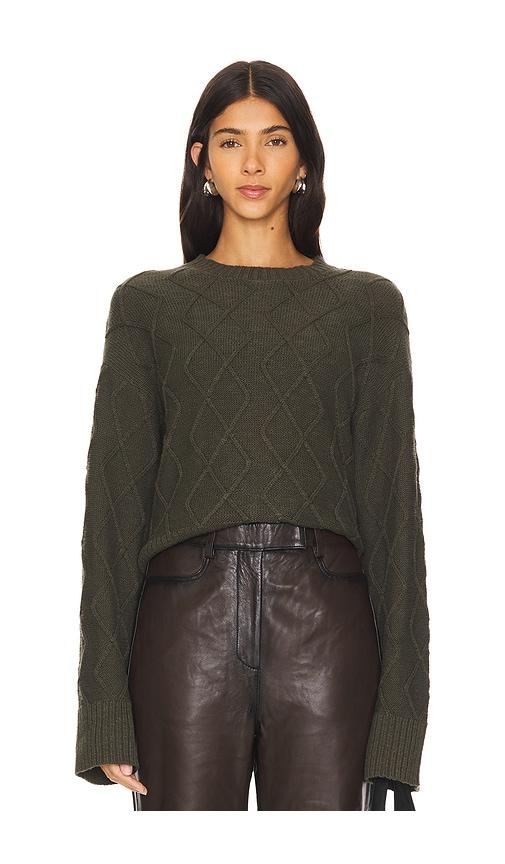 sanctuary coastal cable crewneck sweater in olive. - size l (also in xs)