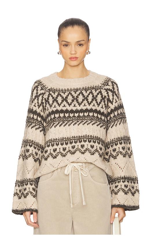 sanctuary fairisle crew neck sweater in beige. - size xs (also in xl)