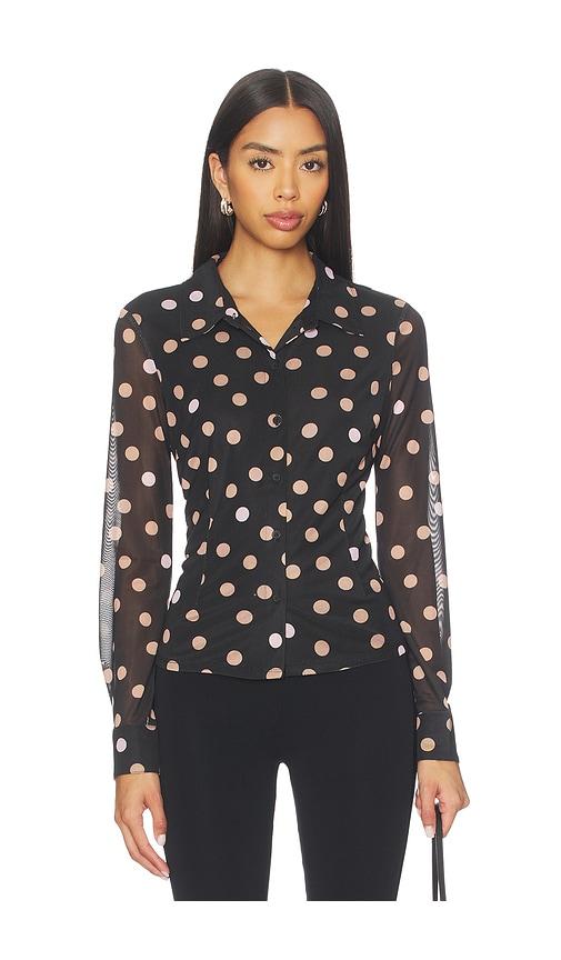 sanctuary fitted mesh button down top in black. - size l (also in xs, s, xl/1x)